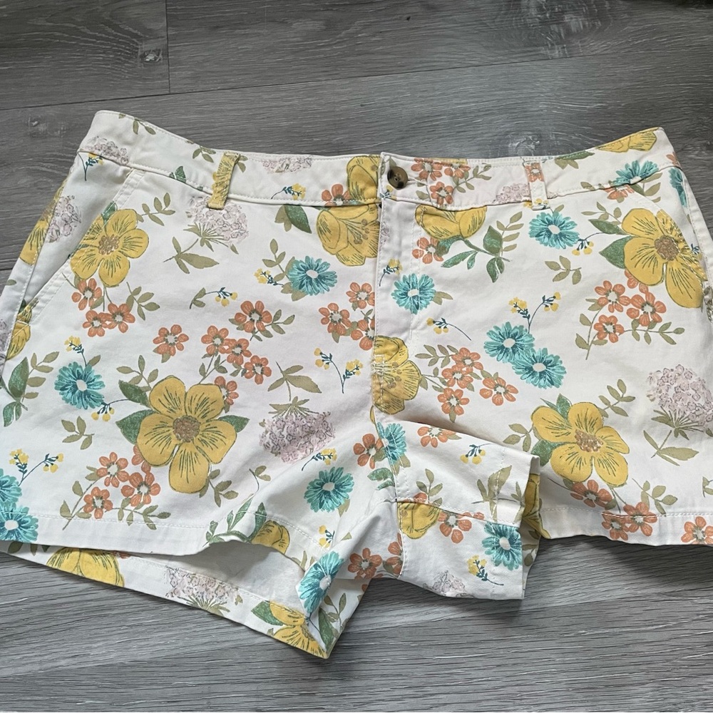 Plus size ANA New Approach Ivory Floral Shorts